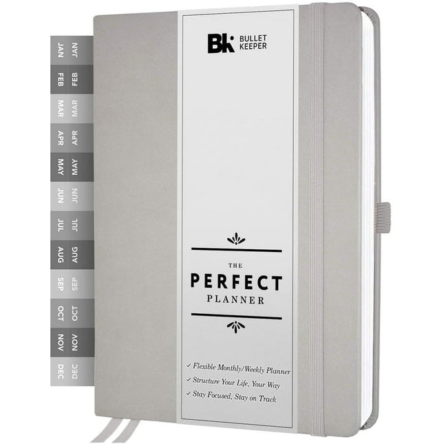 BK Undated Weekly/Monthly Planner 2022-2023 - Daily Planner Agenda & Personal Organizer to Increase Productivity, Academic Planner w/ Sticker Set. A5 (5.8 x 8.3) - Gray Hardcover