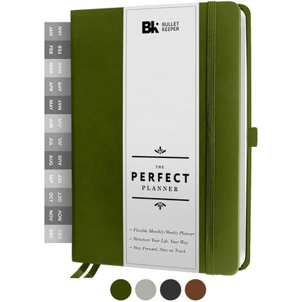 BK Undated Weekly/Monthly Planner 2022-2023 - Daily Planner Agenda & Personal Organizer to Increase Productivity, Academic Planner w/ Sticker Set. A5 (5.8 x 8.3) - Green Hardcover
