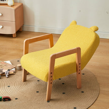 BYBYME Adjustable Toddler Sofa Chair,Kids Sofa Chair with Adjustable Backrest and Height,Kids Recliner Sofa Grows with Kid for Kids Sleeping,Studying,Playing,Yellow