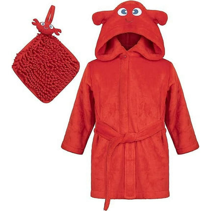 Baby Boy Robe - Soft Plush Bath Towel Robe Spa Set - Baby Bathrobe Towel & Baby Washcloth for Boys - Baby Robe Set 0-9 Months (Lobster Red)