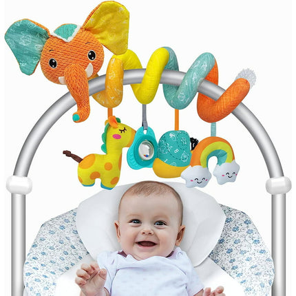 Baby Car Seat Toys 3-12 Months,Sensory Stroller Toys with Teether Rattles for Infant Boys Girls Gifts