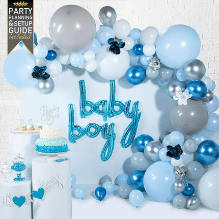 Baby Gender Reveal Party Supplies for Boy | 129 Piece Baby Gender Reveal Decorations Kit with Blue and Balloons | Gender Reveal Ideas | Gender Reveal Balloon Garland | Baby Shower Boy Decorations Kit