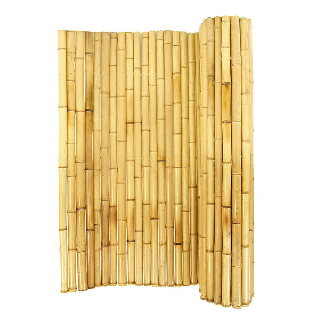 Backyard X-Scapes Natural Bamboo Fencing Garden Screen Rolled Wood Fence Panel 1" D x 4' H x 8' L