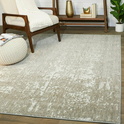 Balta Leon Abstract Area Rug Beige 2'7" x 7' Runner 6' Runner, 8' Runner Entryway, Kitchen, Living Room White, Ivory