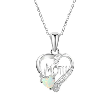Baocc Necklace Mom Letter Heart Pendant Mother's Day Birthday Gift Necklace Pendant Necklace B