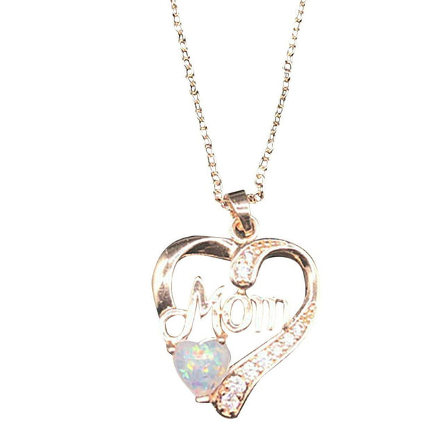 Baocc Necklace Mom Letter Heart Pendant Mother's Day Birthday Gift Necklace Pendant Necklace D