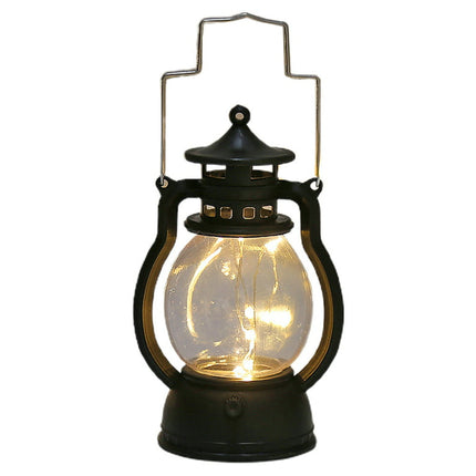 Battery Powered Vintage Hurricane Lantern LED Lamp with Dimmer Switch Plastic Material Hanging Lantern for Outdoor Patio