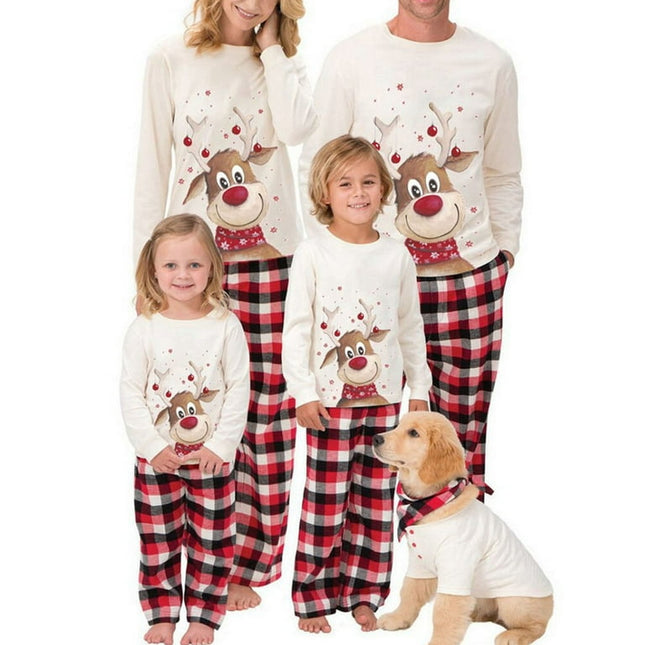 Bebiullo Christmas Family Pajamas Holiday Family Matching Pjs Set Cute Sleepwear Elk Xmas Jammies for Couples Youth