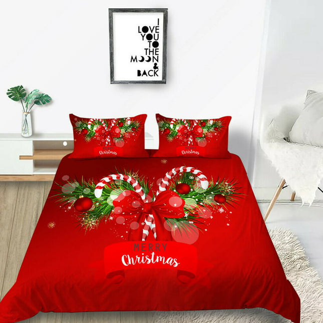 Bed Merry Christmas Bedding Sets Red Comforter Cover Set Santa Claus Gifts Bedding Pillow,Queen (90"x90")