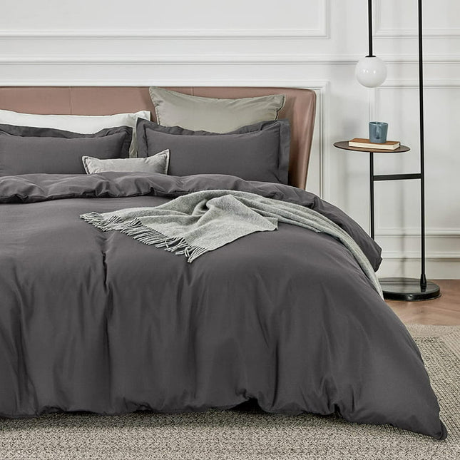 Bedsure Full Dark Grey polyester microfiber material Duvet Covers 3 Pieces , 1 Duvet Cover 80x90 and 2 Pillow Shams