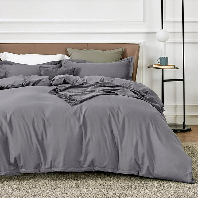 Bedsure King Gray polyester microfiber material Duvet Covers 3 Pieces , 1 Duvet Cover 104x90 and 2 Pillow Shams