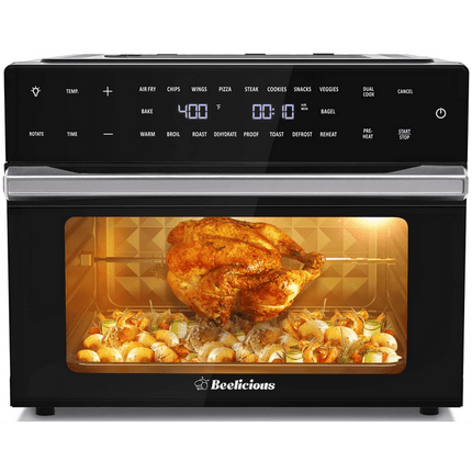 Beelicious® 32QT Extra Large Air Fryer Toaster Ovens Pro, with Rotisserie and Dehydrator, Smart Digital Toaster Oven Air Fryer Combo, Digital Countertop Convection Oven, 6 Accessories, 1800w, Black