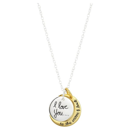 Believe by Brilliance Women's Gold Plated and Sterling Silver "I Love You to the Moon & Back" Necklace