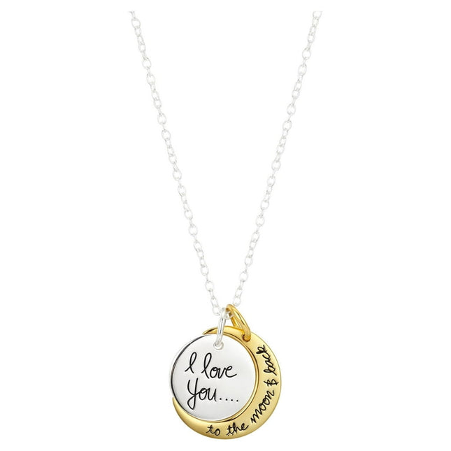 Believe by Brilliance Women's Gold Plated and Sterling Silver "I Love You to the Moon & Back" Necklace