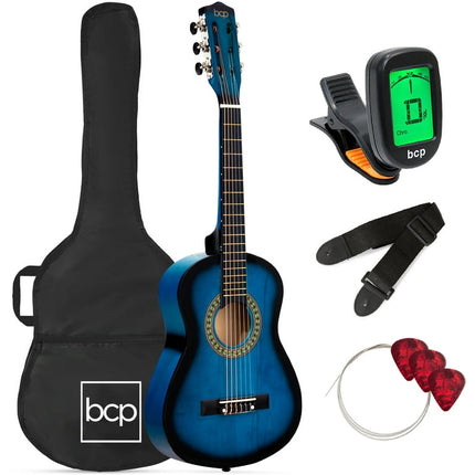 Best Choice Products 30in Kids Acoustic Guitar Beginner Starter Kit with Tuner, Strap, Case, Strings - Blueburst