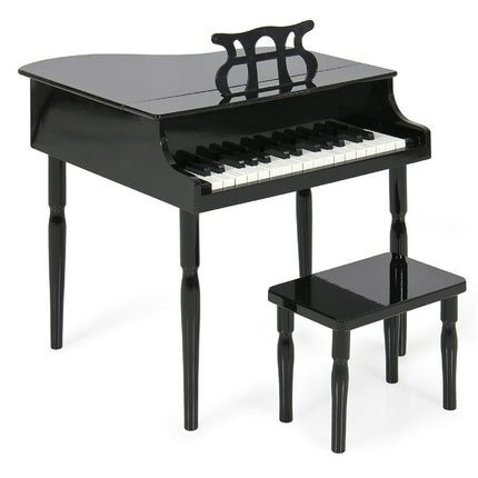 Best Choice Products Kids Classic 30-Key Mini Piano w/ Lid, Bench, Folding Music Rack, Song Book, Stickers - Black