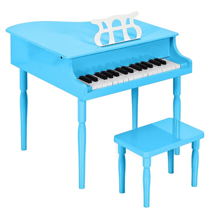 Best Choice Products Kids Classic 30-Key Mini Piano w/ Lid, Bench, Folding Music Rack, Song Book, Stickers - Light Blue