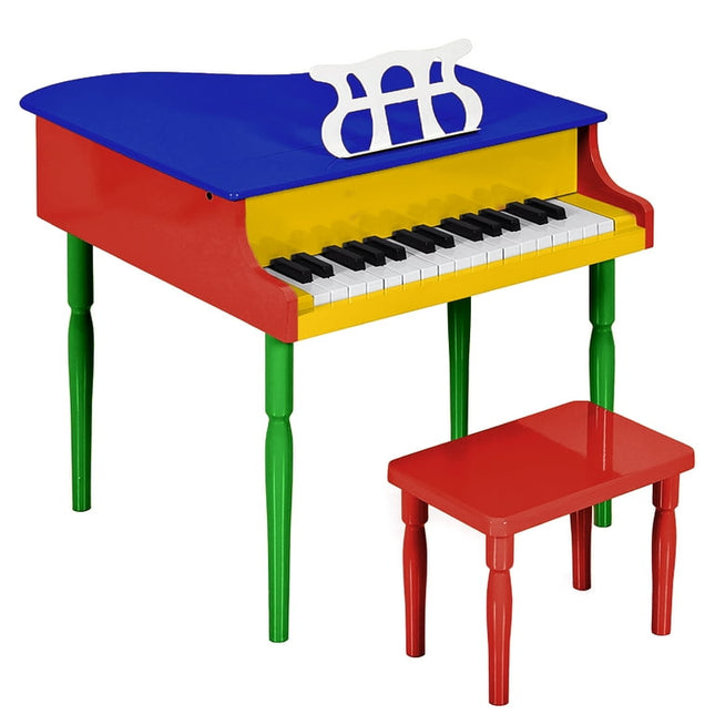 Best Choice Products Kids Classic 30-Key Mini Piano w/ Lid, Bench, Folding Music Rack, Song Book, Stickers - Multi-Color