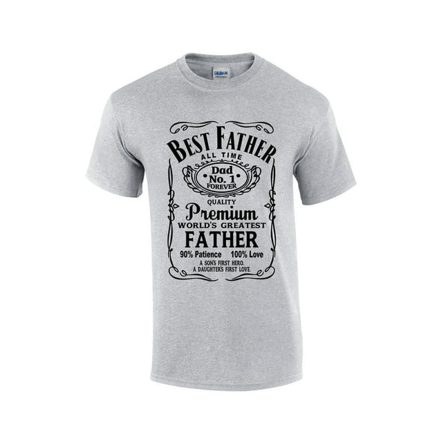 Best Father of All Time Whiskey Label Short Sleeve Men's Fathers Day T-shirt Graphic Tee-Sports Grey-large