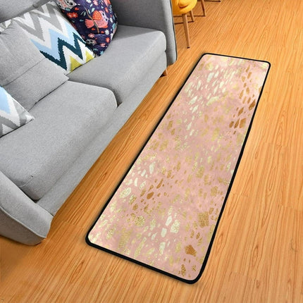 Bestwell 2'x6' Abstract Rose Gold Runner Rug with Rubber Backing, Soft Artistic Non Slip Entryway Rug Runner, Washable Area Rug Carpet for Hallway Bedroom Kitchen Decor