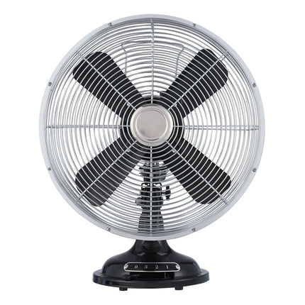 Better Homes & Gardens 12 inch Retro 3-Speed Metal Tilted-Head Oscillation Table Fan Black