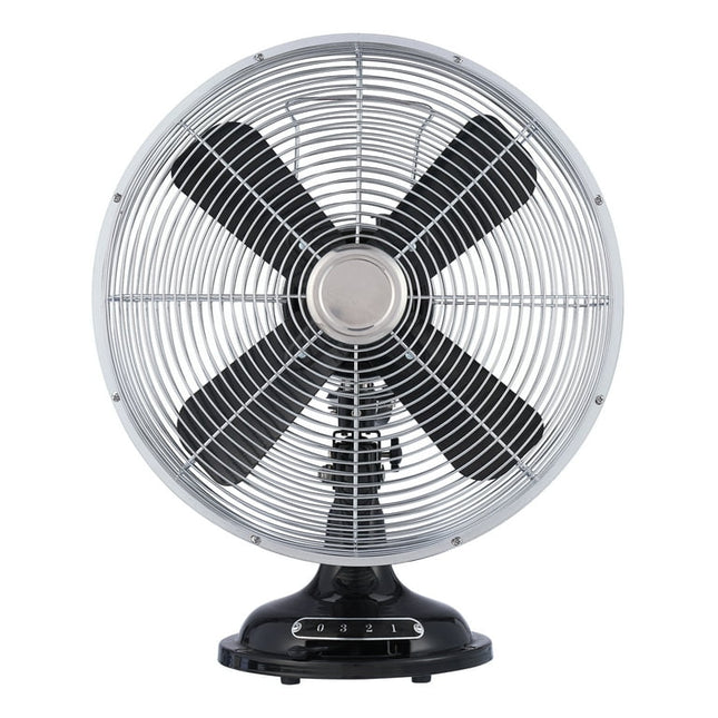 Better Homes & Gardens 12 inch Retro 3-Speed Metal Tilted-Head Oscillation Table Fan Black