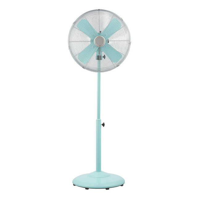 Better Homes & Gardens 16 inch Retro 3-Speed Metal Stand Fan Oscillation, Adjustable Height, Mint