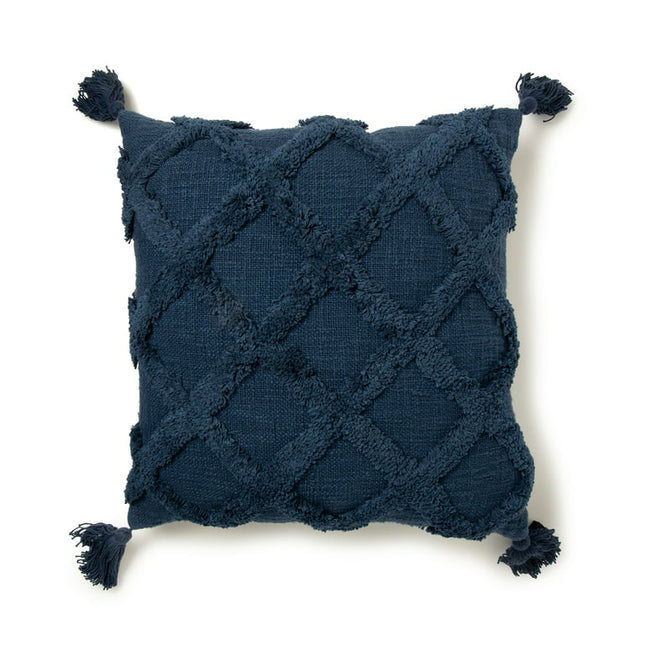 Better Homes & Gardens Tufted Trellis Decorative Square Throw Pillow, 20" x 20", Navy, 1 per pack