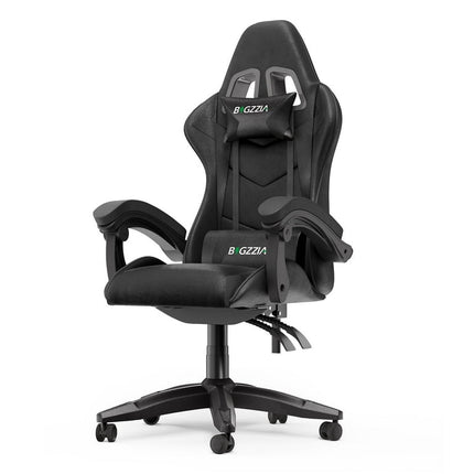 Bigzzia Gaming Chair Office Chair, Ergonomic Game Chair with Headrest & Lumbar Pillow, Black