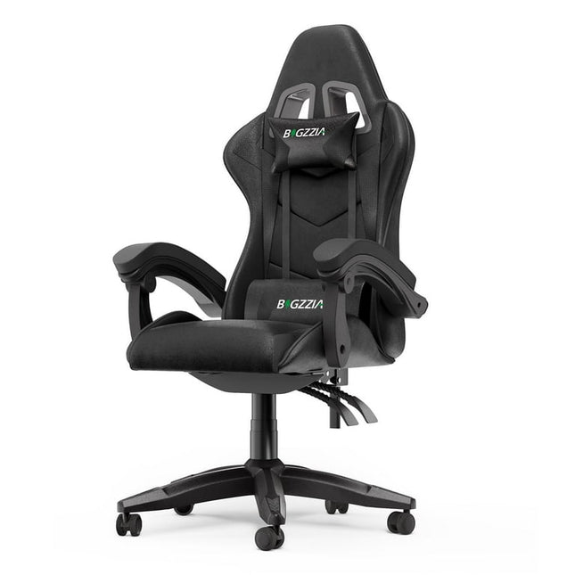 Bigzzia Gaming Chair Office Chair, Ergonomic Game Chair with Headrest & Lumbar Pillow, Black