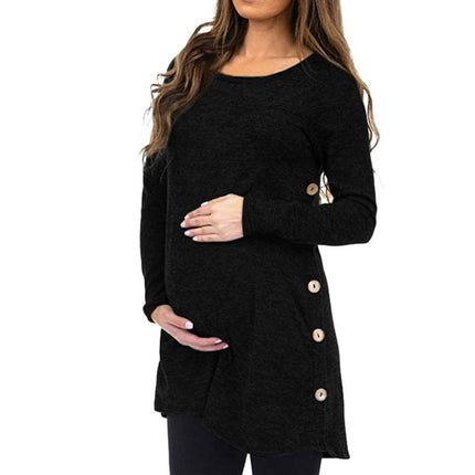 Savings Clearance 2023! asdoklhq Maternity Clothes for Women,Pregnanty Long Sleeve Solid Tops Blouse Button Autumn Winter