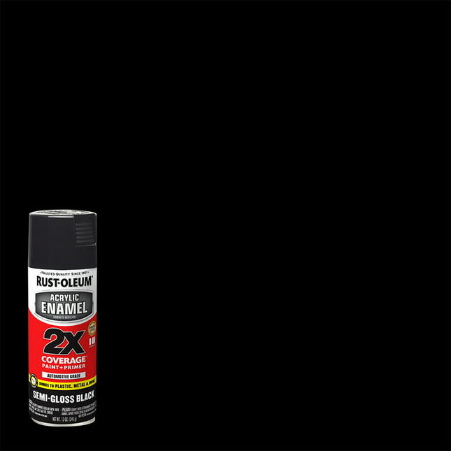 Black, Rust-Oleum Automotive Semi-Gloss Acrylic Enamel 2X Spray Paint-271915, 12 oz