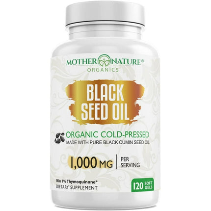Black Seed Oil Capsules - 120 Count (Organic, Non-GMO Liquid) Premium Cold Pressed Black Cumin Seed Oil - 500mg Each, 1000mg Per Serving w/Omega 3,6, 9