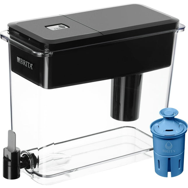 Brita Extra Large Ultramax 27 Cup Black Filtered Water Dispenser with 1 Elite Filter
