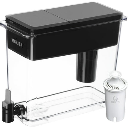 Brita Extra Large Ultramax 27 Cup Black Filtered Water Dispenser with 1 Standard Filter