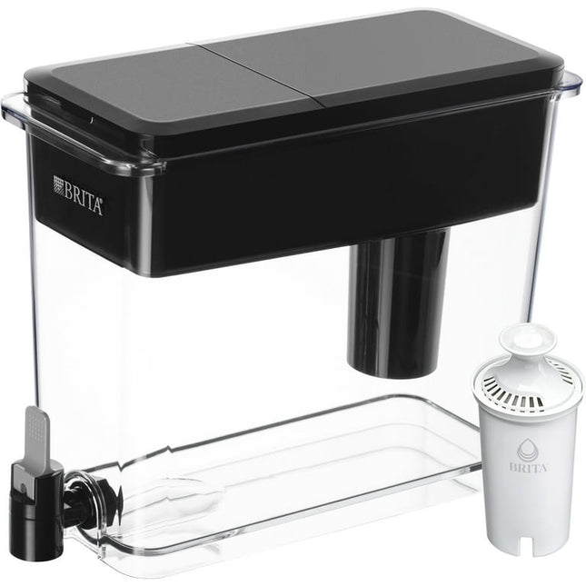 Brita Extra Large Ultramax 27 Cup Black Filtered Water Dispenser with 1 Standard Filter