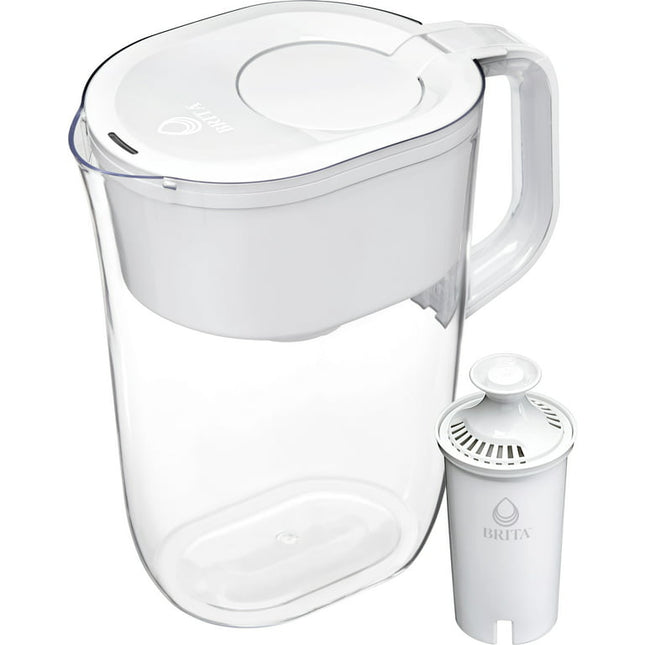 Brita Large 10 Cup White Tahoe Water Filter Pitcher with 1 Standard Filter, Made Without BPA