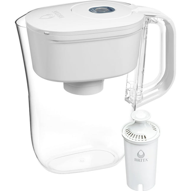 Brita Small 6 Cup Bright White Denali Water Filter Pitcher with 1 Brita Standard Filter