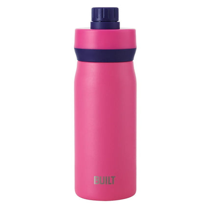 Built 16-Ounce Cascade Stainless Steel Water Bottle with Leakproof Chug Lid, 16 fl oz, Pink
