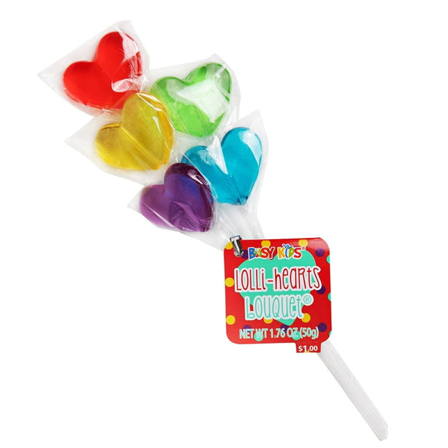 Busy Kids Valentine's Day Translucent Lolliheart Lollipop Bouquet 1.76 oz