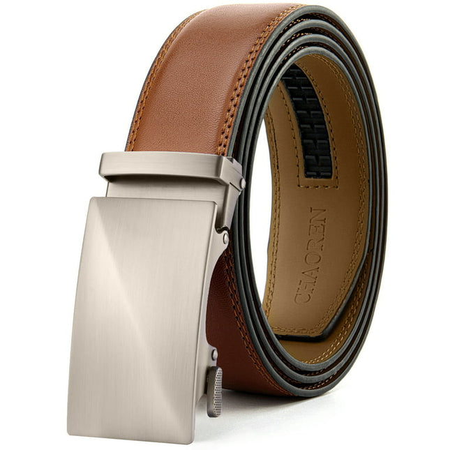 CHAOREN Mens Leather Ratchet Belt Dress or Casual, Micro Adjustable Belt Fit Everywhere 1 3/8"(35mm)