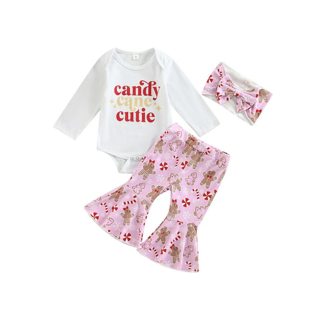 Canis Newborn Baby Girls Cotton Tops Romper Floral Pants 3Pcs Outfits Set Clothes