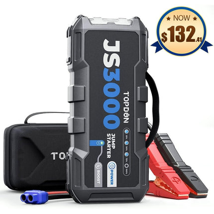 Car Battery Jump Starter TOPDON JS3000 12V 3000A Battery Booster for Up to 9L Gas/ 7L Diesel Engines