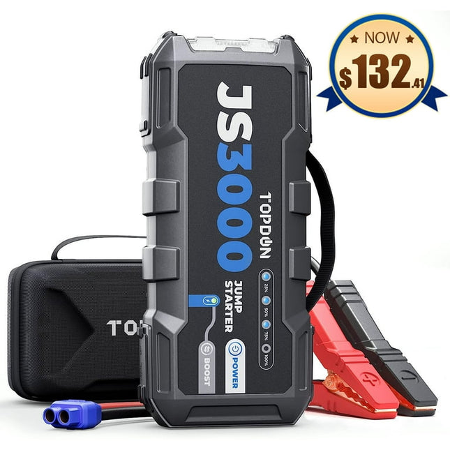 Car Battery Jump Starter TOPDON JS3000 12V 3000A Battery Booster for Up to 9L Gas/ 7L Diesel Engines