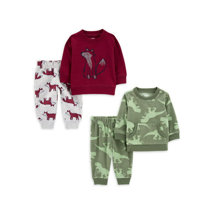 Carter's Child of Mine Baby Boy Long Sleeve Shirt and Pant Outfit Set, 4 piece, Sizes 0/3-24 Months