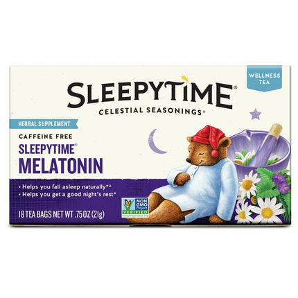 Celestial Seasonings Sleepytime Melatonin, Herbal Wellness Tea Bags, 18 Count