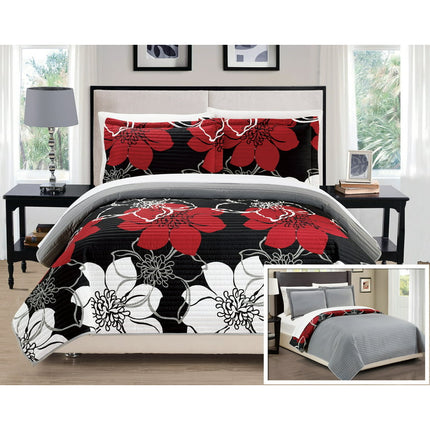 Chic Home Chase 7-Piece Abstract Quilt Set, Queen, Black
