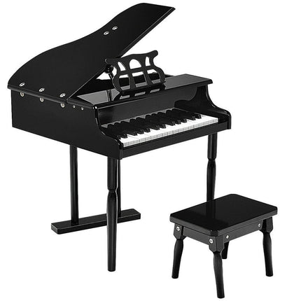 Childs 30 key Toy Grand Baby Piano w/ Kids Bench Wood Black New