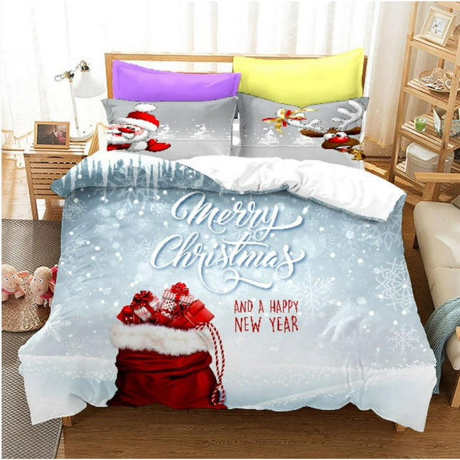 Christmas Comforter Duvet Cover Set Twin Full Queen King Size Santa Claus Reindeer Xmas Tree Bedding Sets,Bed Cover Bed Set