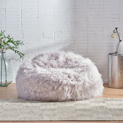 Christopher Knight Home Lachlan Glam Faux Fur Bean Bag Chair by  Lavender 21 inches high x 54 inches wide x 54 inches deep